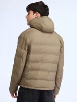 Men Hooded Solid Casual Padded Jacket - Image 3