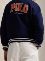 Men Stand Collar Typography Printed Cotton Casual Bomber Jacket - Image 2