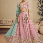 Embroidered Sequinned Satin Semi-Stitched Lehenga & Blouse With Dupatta