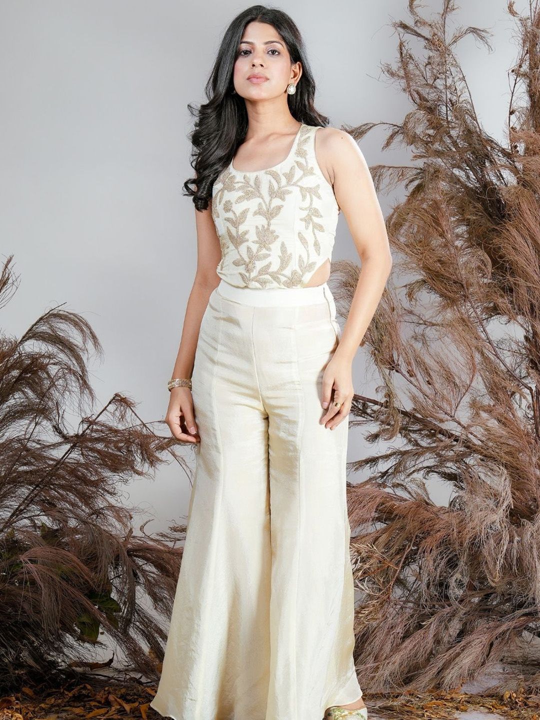 Embroidered Top With Trouser Co-Ords