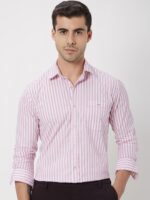 Mufti Slim Fit Striped Pure Cotton Casual Shirt
