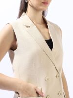 Notched Lapel Sleeveless Double Breasted & Blazer Korean Trousers Co-Ords - Image 4